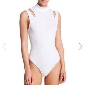 White Free People Split Shoulder Sleeveless Bodysuit size small